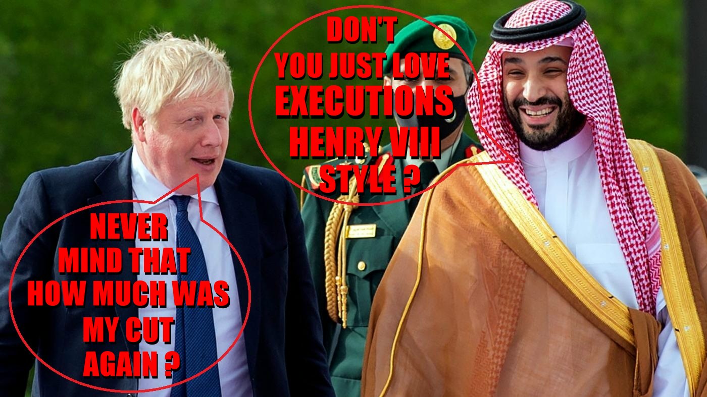 Boris Johnson's visit to Saudi Arabia, coincided with mass beheadings!